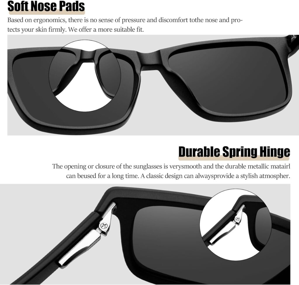 KANASTAL Polarized Sunglasses for Men Women, Classic Square Sports Sun Glasses Driving, Fashion Shades for Womens Outdoor 100% UV400 Protection