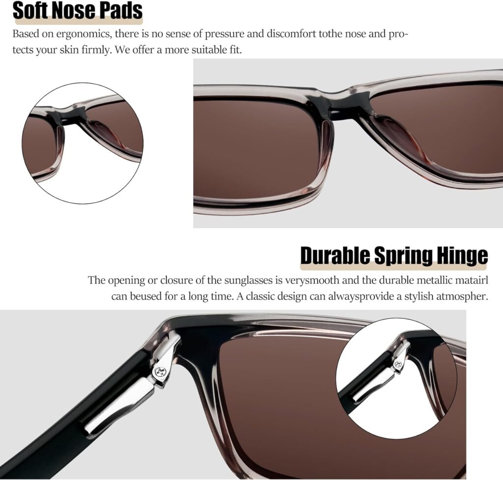 KANASTAL Polarized Sunglasses for Men Women, Classic Square Sports Sun Glasses Driving, Fashion Shades for Womens Outdoor 100% UV400 Protection