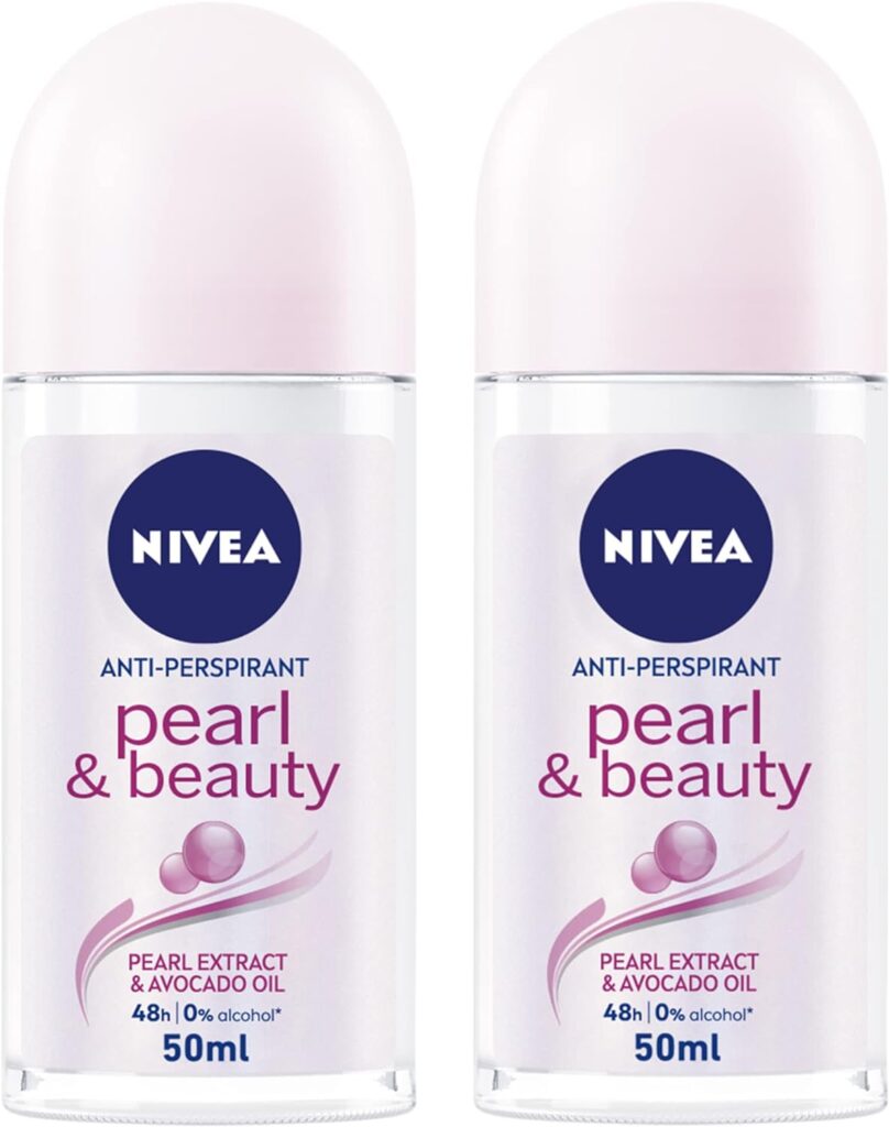 NIVEA Antiperspirant Roll-on for Women, Pearl  Beauty Pearl Extracts, 2x50ml